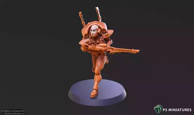 Space Elf Male Soldier Pose 3 - 5 Variants