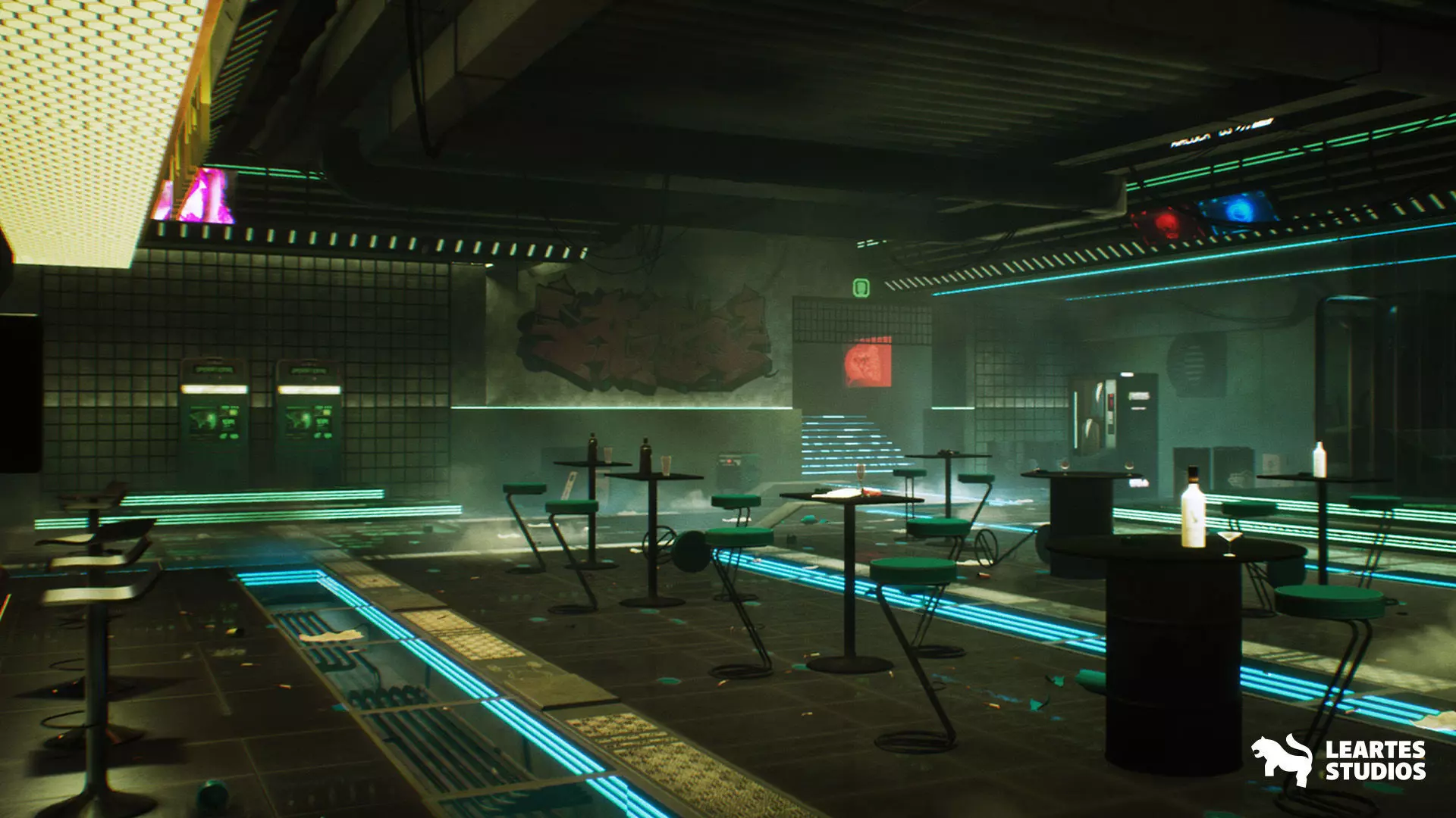 Cyberpunk Night Club Environment Low-poly 3D model_0