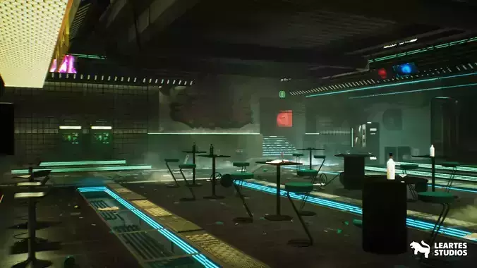 Cyberpunk Night Club Environment Low-poly 3D model