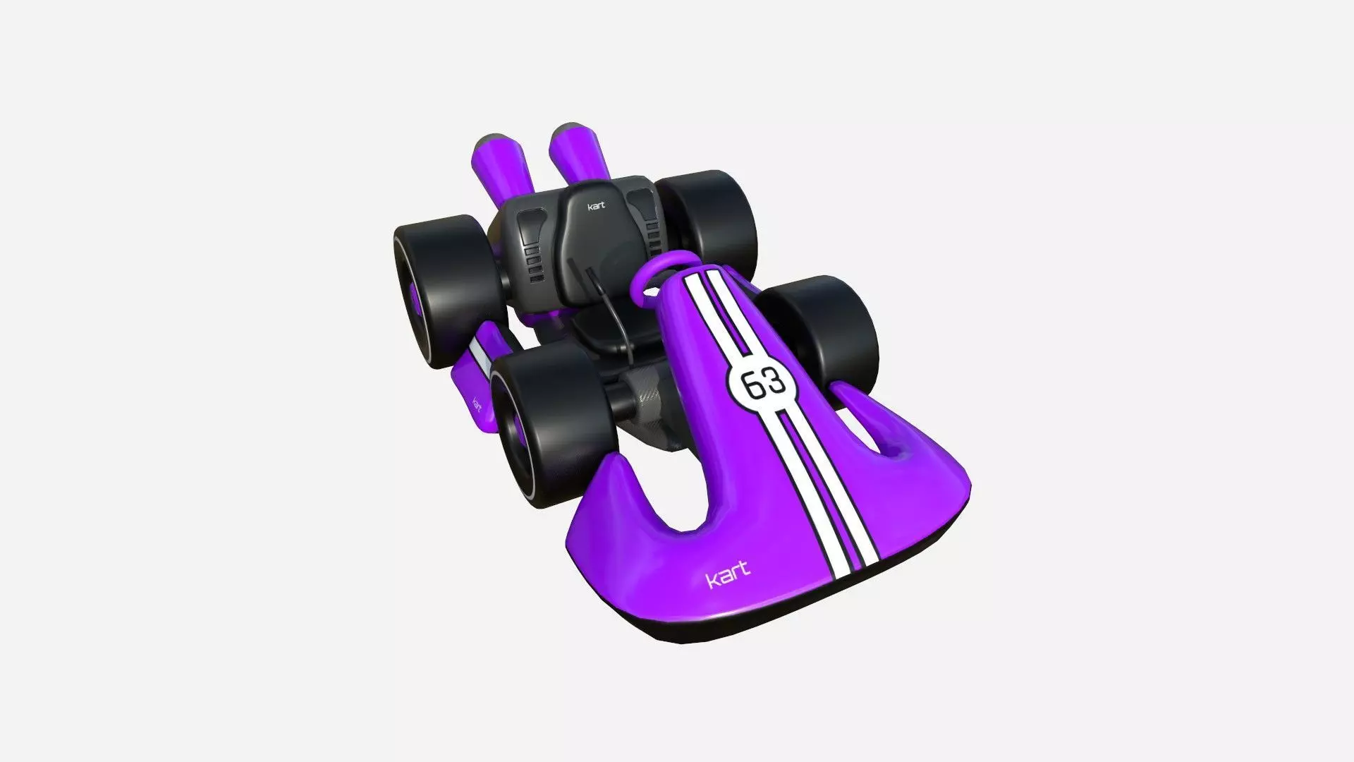 Cartoon Kart D07 Purple - Vehicle Racing Design Low-poly 3D model_0
