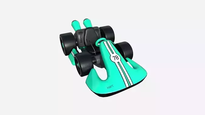 Cartoon Kart D08 Aqua - Vehicle Racing Design Low-poly 3D model