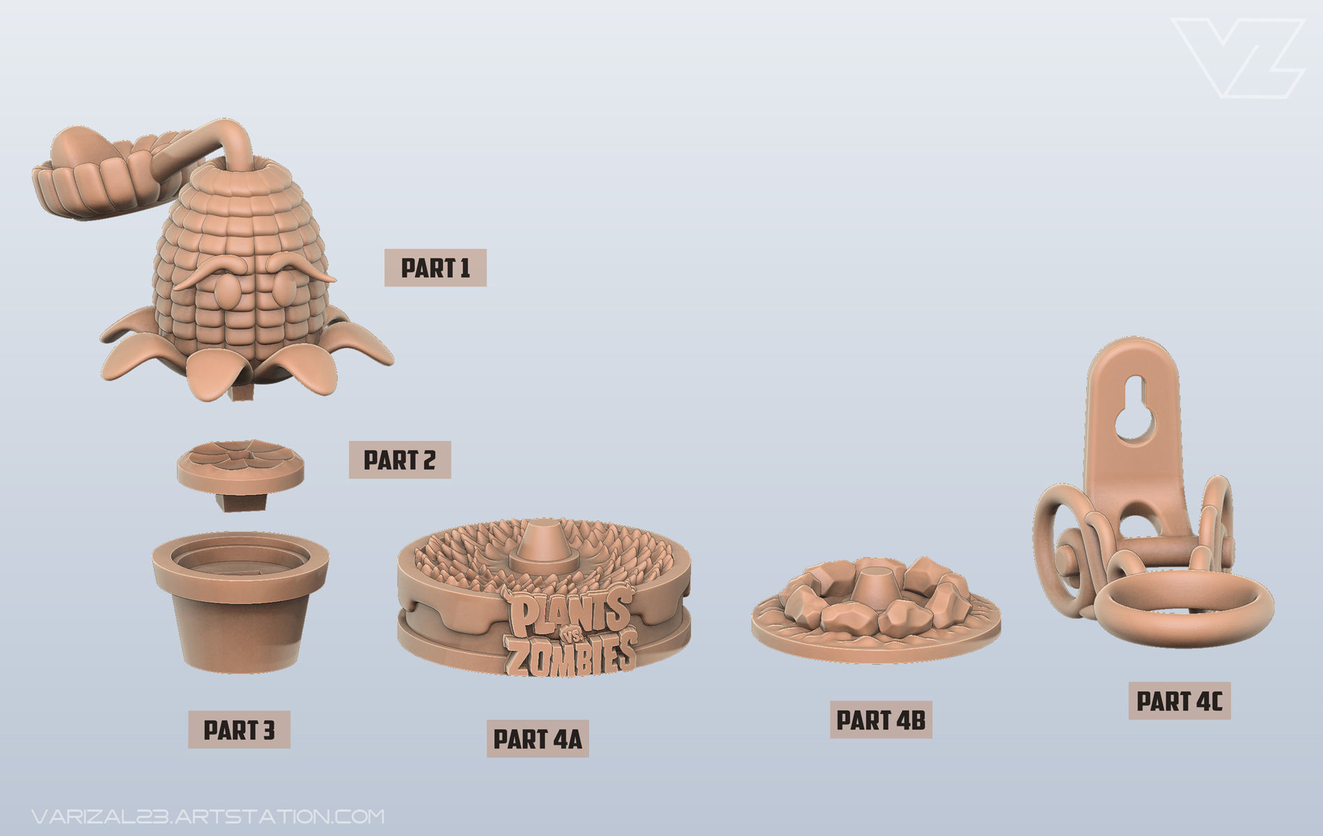 Plants vs Zombies - Kernel Pult 3D print model_3