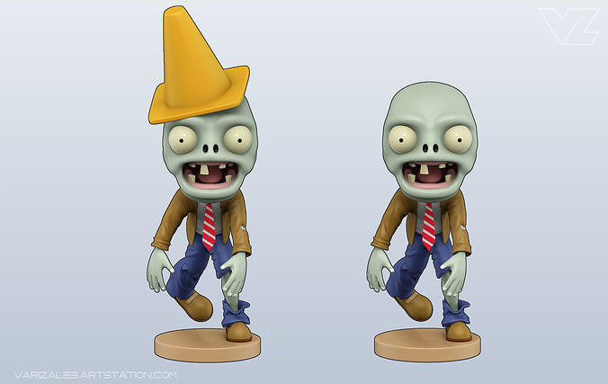 Plants vs Zombies - Basic Zombie and Cone Head Zombie 3D print model