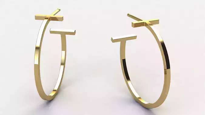 T Hoop Earring diameter 25 mm