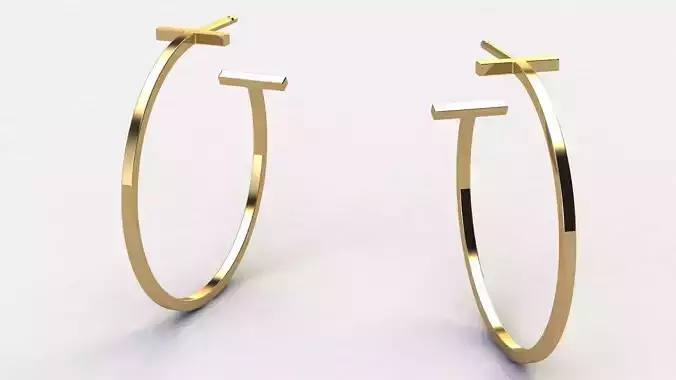 T Hoop Earring diameter 30 mm