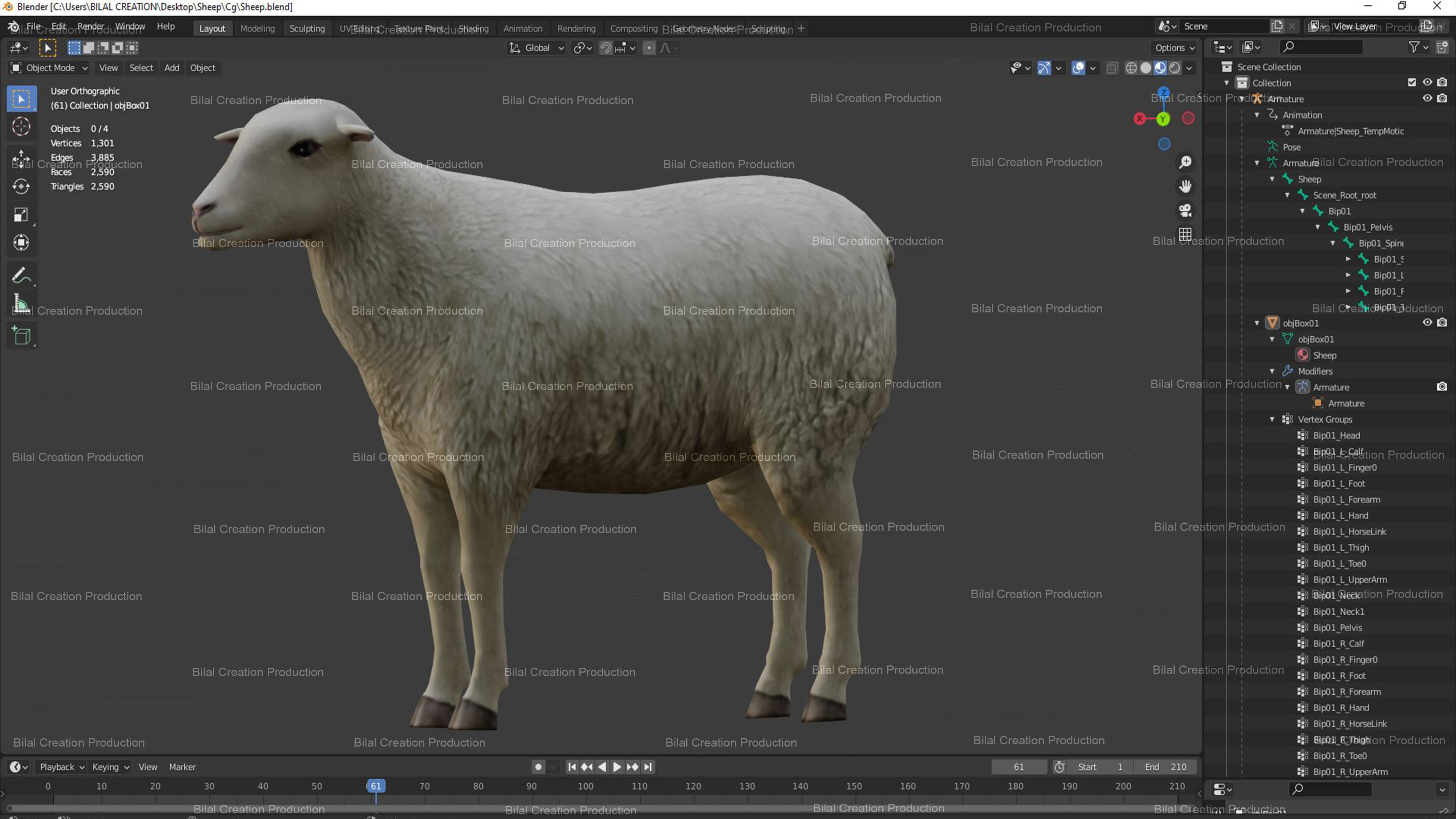 Sheep Animated Low-poly 3D model_15