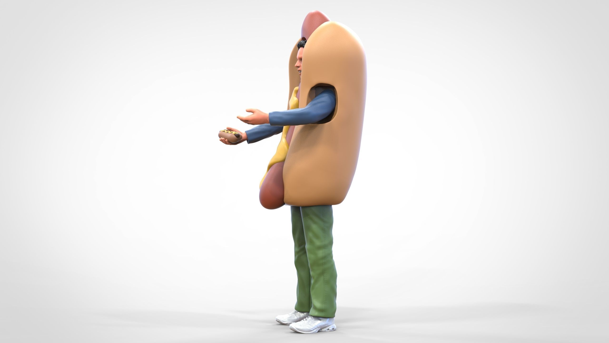 N4 Salesperson hotdog Seller 3D print model_7