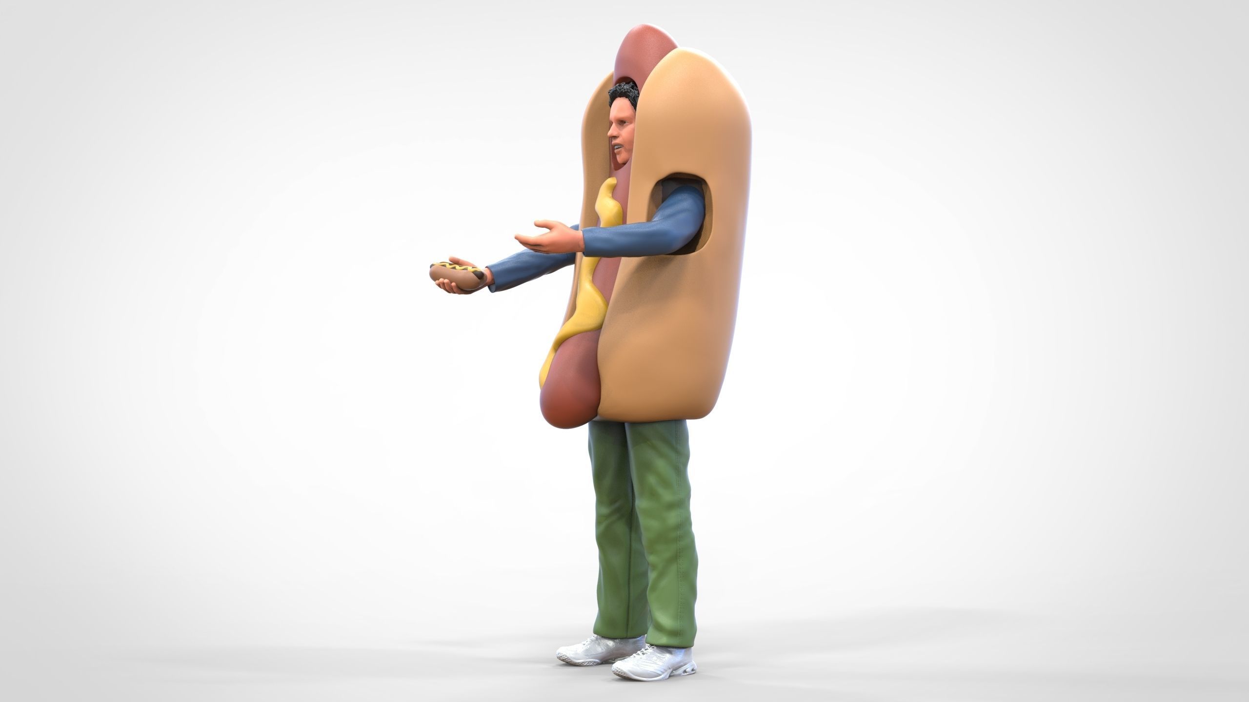 N4 Salesperson hotdog Seller 3D print model_6