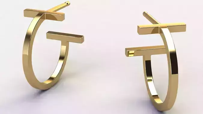 T Hoop Earring diameter 15 mm