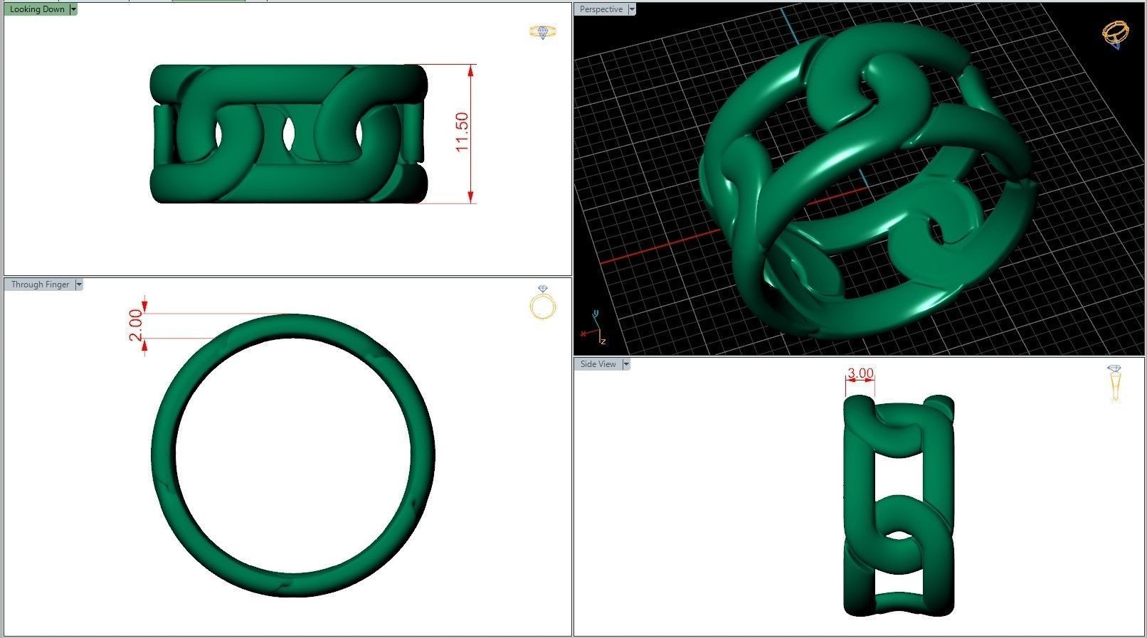 Miami Cuban Chain Link Ring Free 3D print model_7