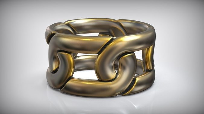 Miami Cuban Chain Link Ring Free 3D print model