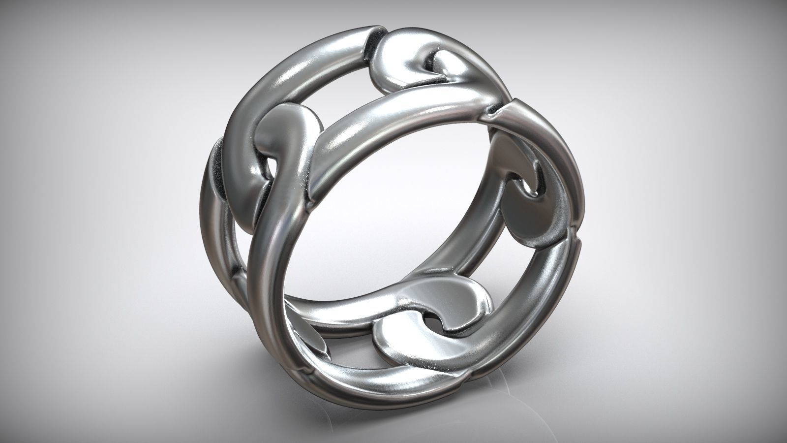 Miami Cuban Chain Link Ring Free 3D print model_2