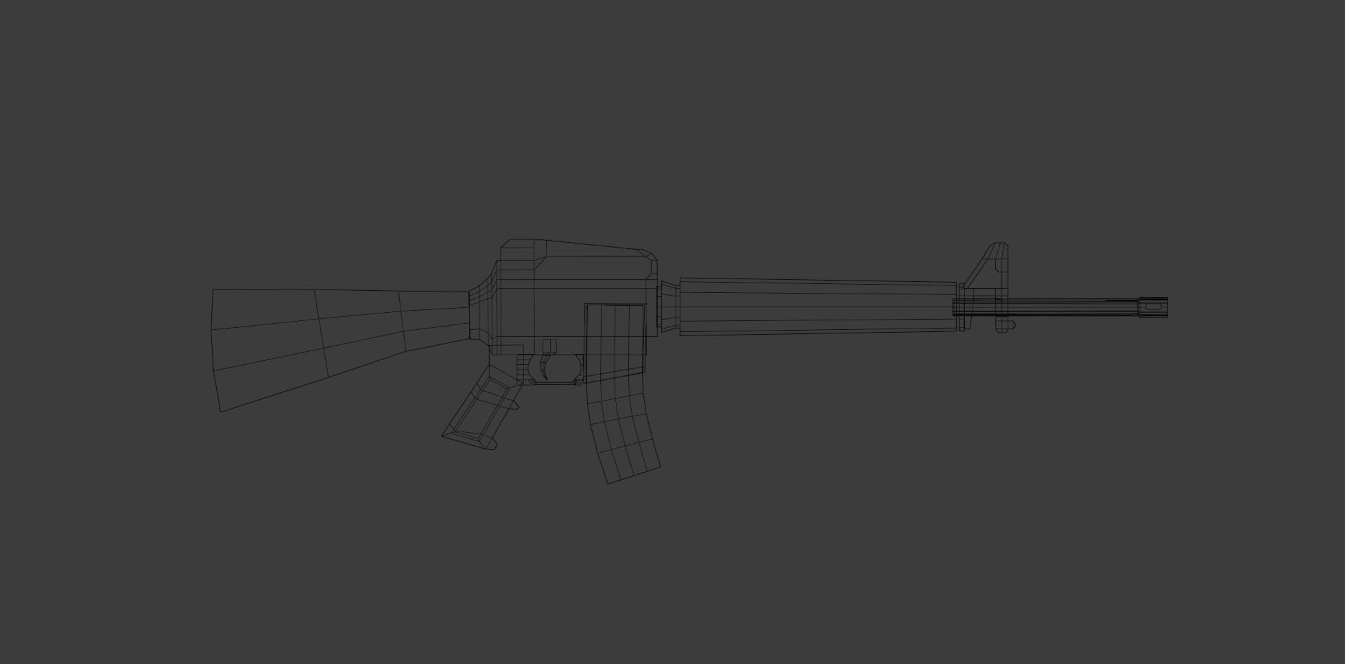 Low poly M16 rifle Low-poly 3D model_6