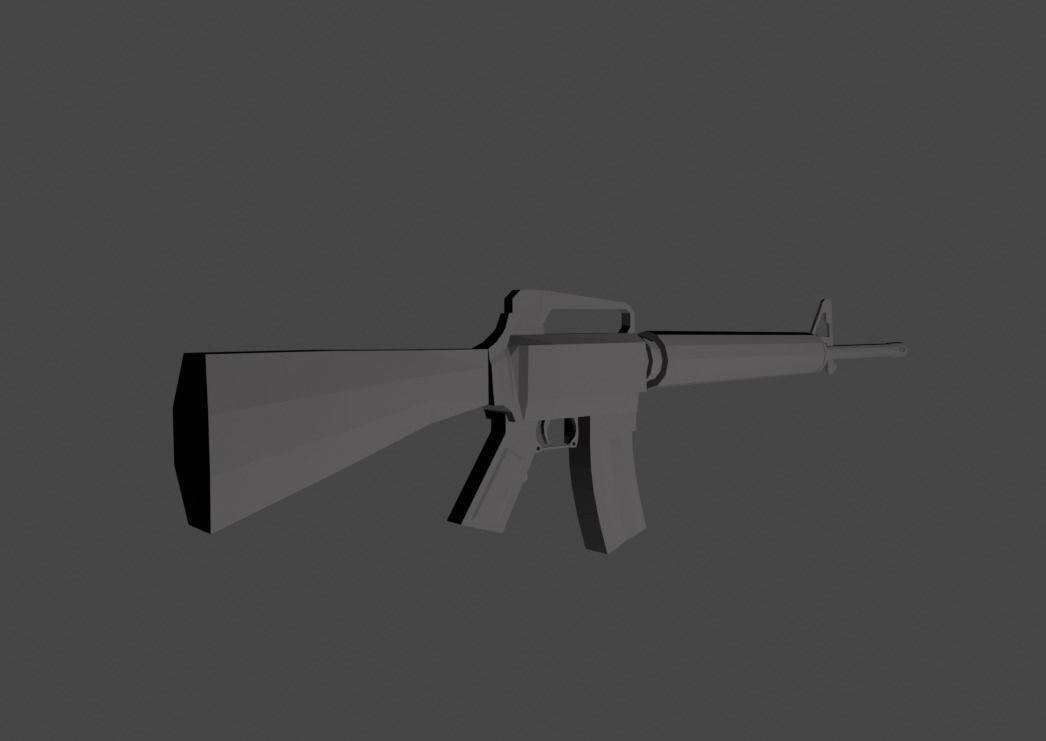 Low poly M16 rifle Low-poly 3D model_4