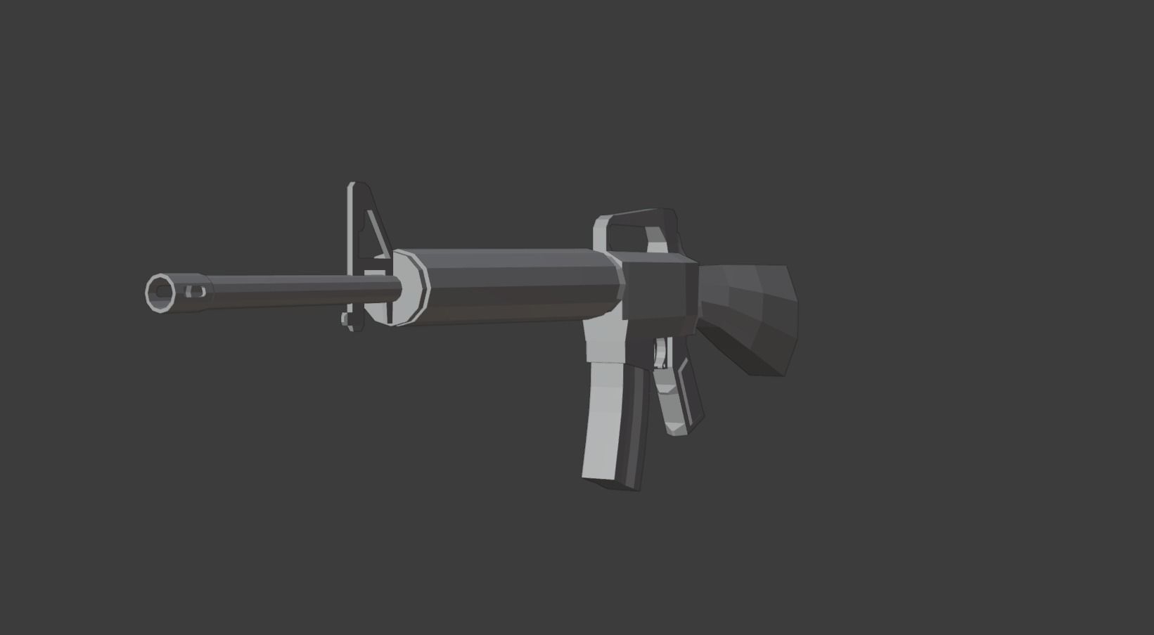 Low poly M16 rifle Low-poly 3D model_7