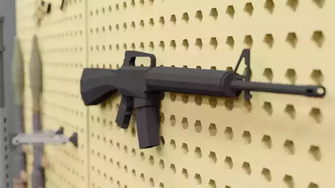 Low poly M16 rifle