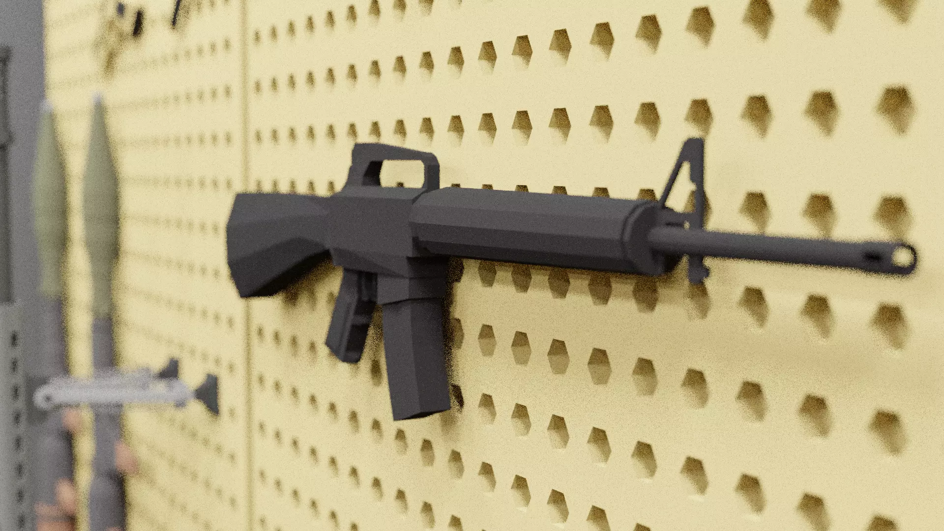 Low poly M16 rifle Low-poly 3D model_0