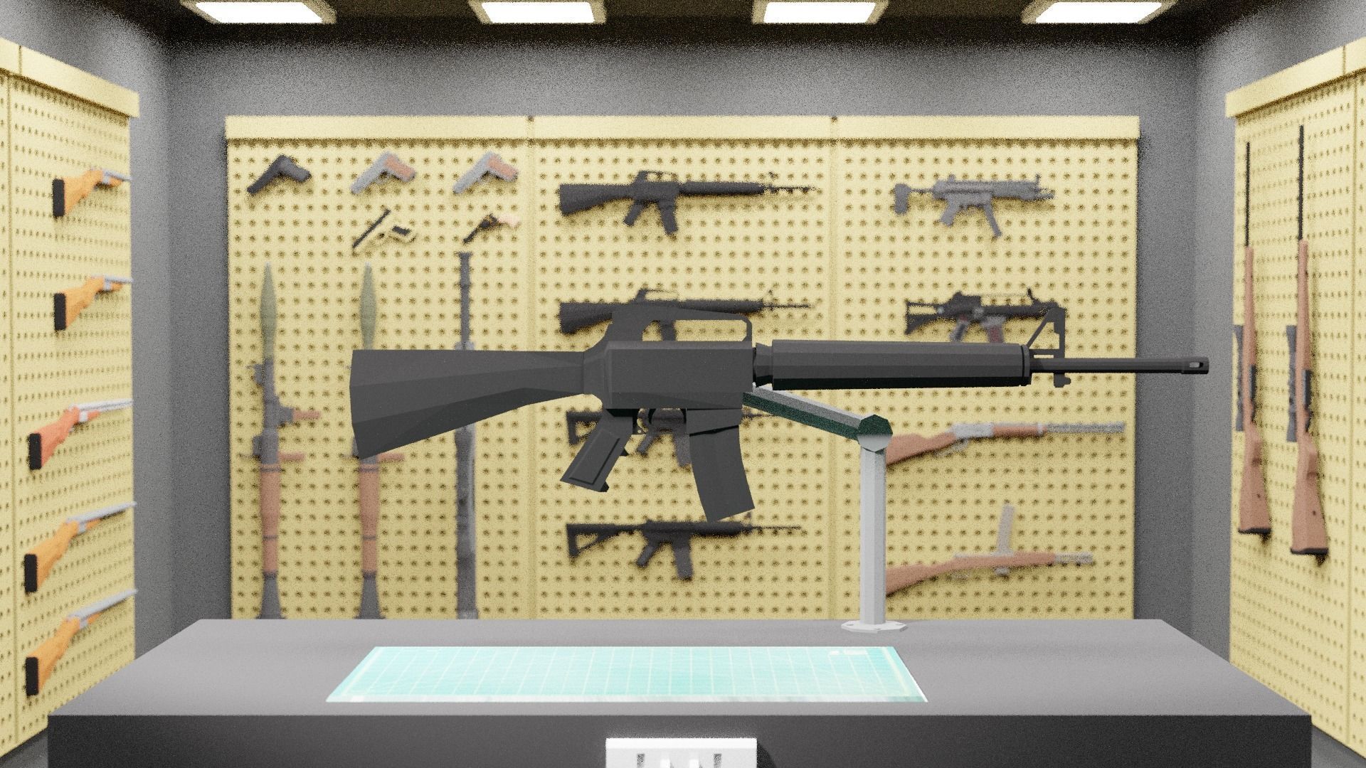 Low poly M16 rifle Low-poly 3D model_1