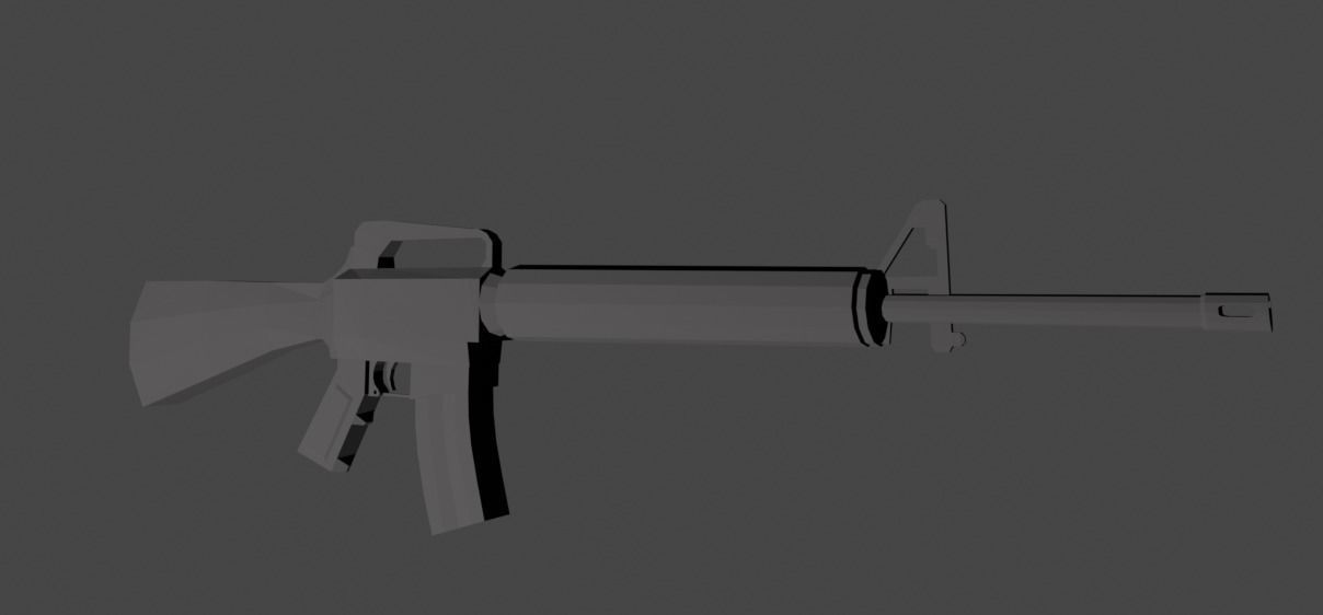 Low poly M16 rifle Low-poly 3D model_3