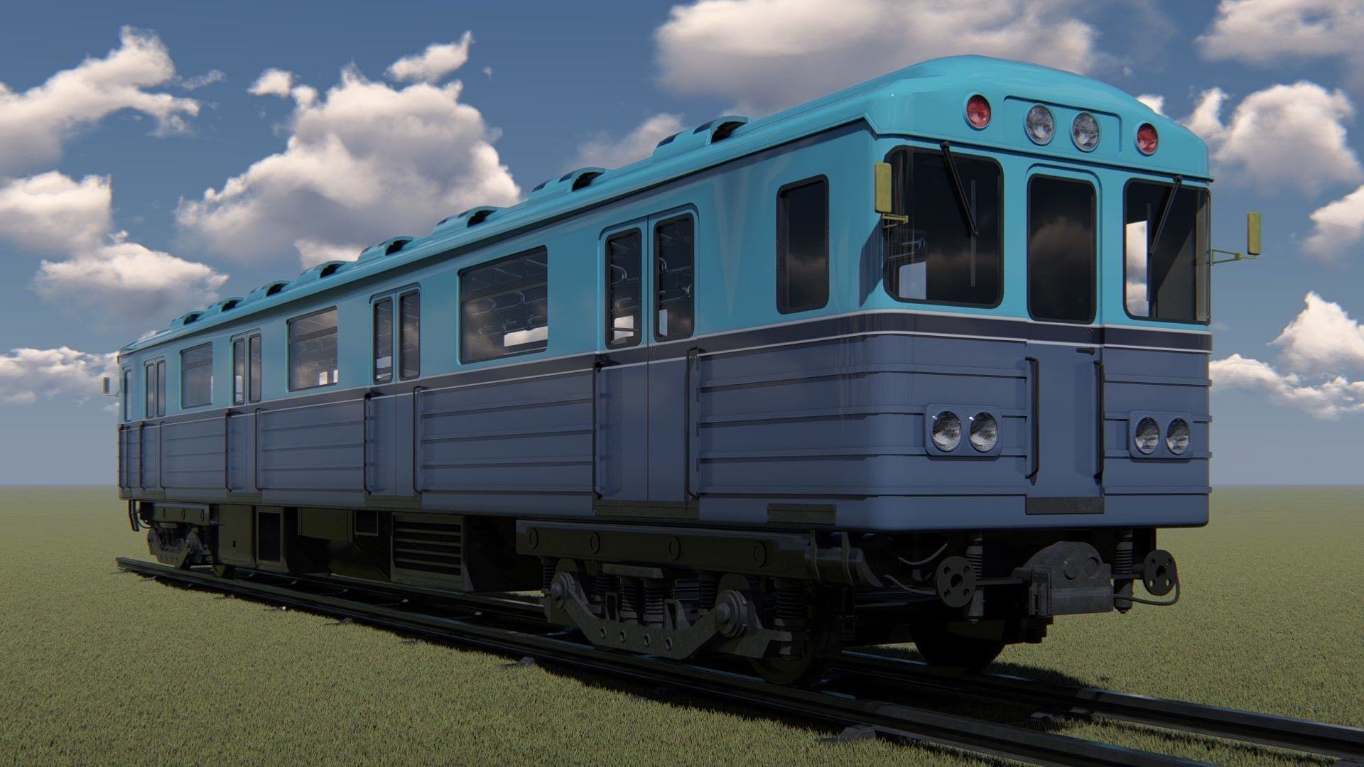 Subway Carriage Low-poly 3D model_9
