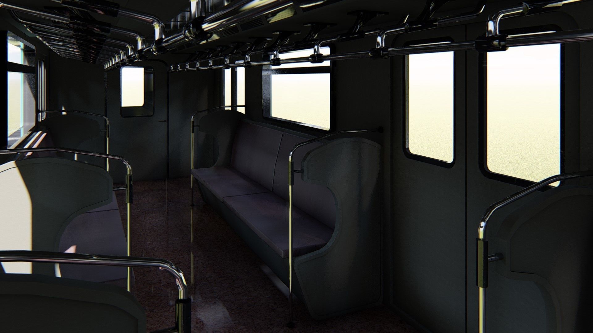 Subway Carriage Low-poly 3D model_13