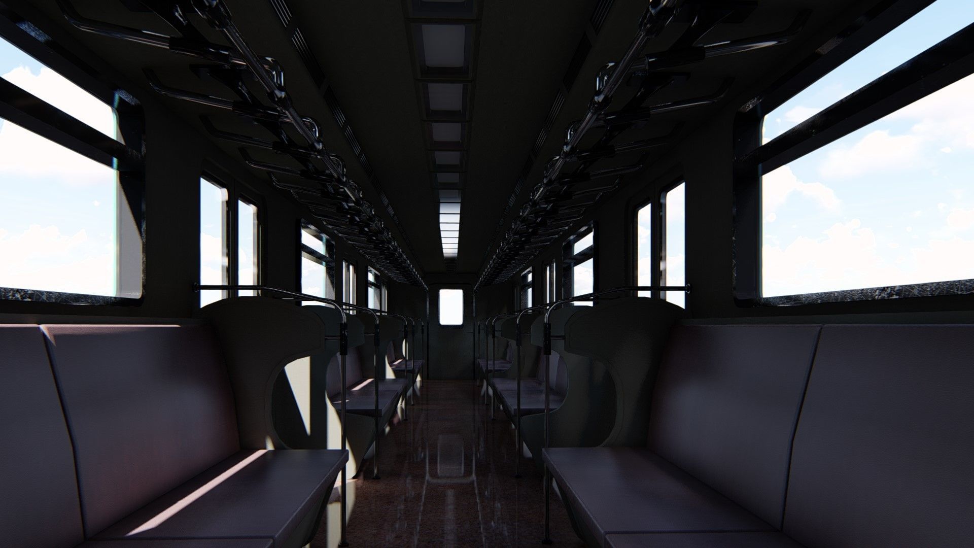 Subway Carriage Low-poly 3D model_14