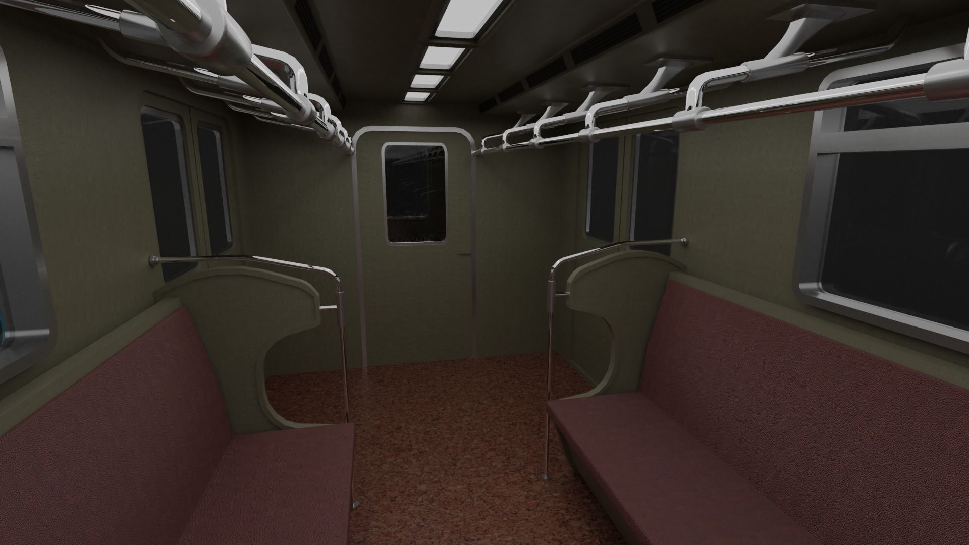 Subway Carriage Low-poly 3D model_16