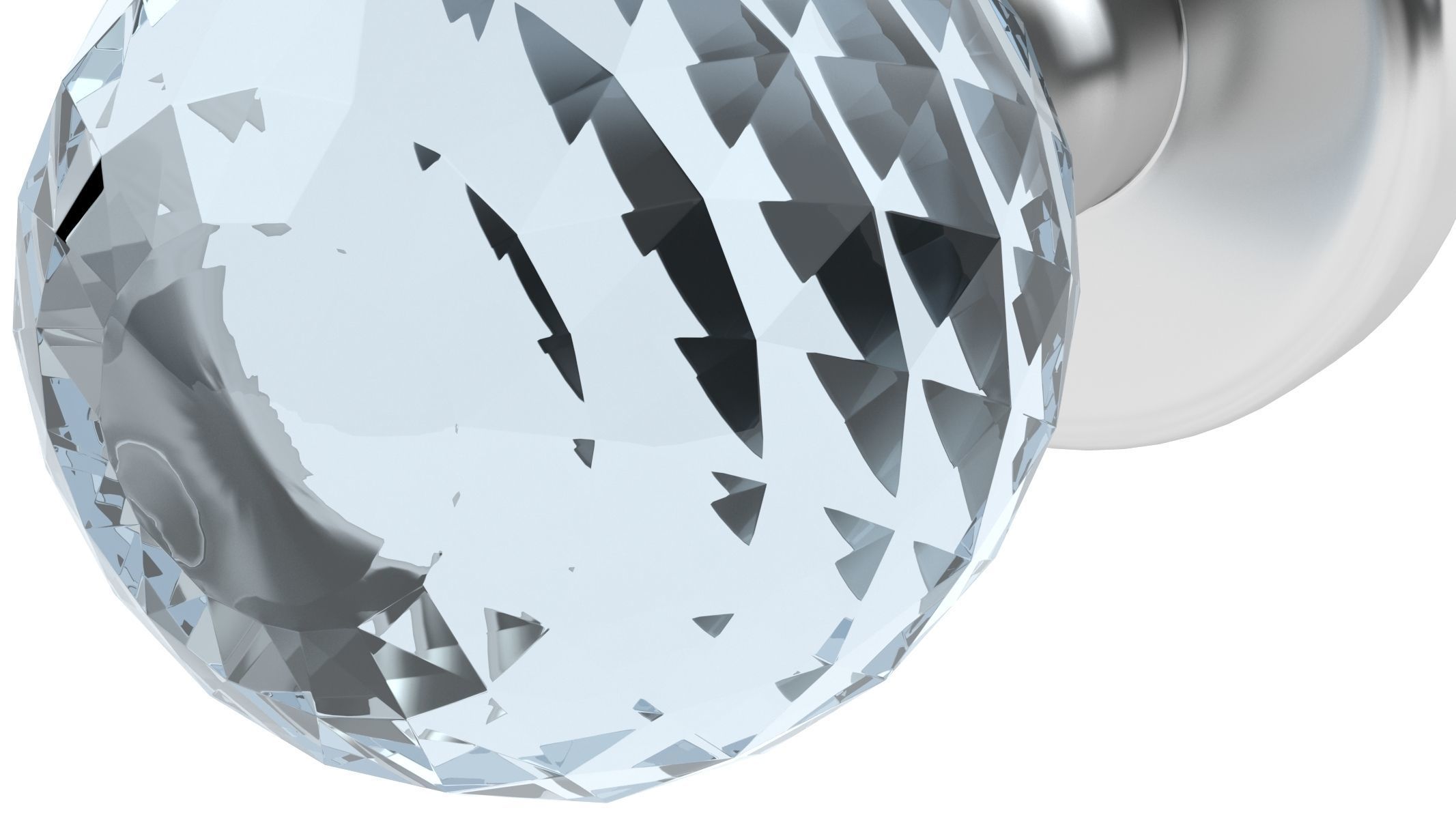 Glass Facetted Mortice Door Knob 3D model_3