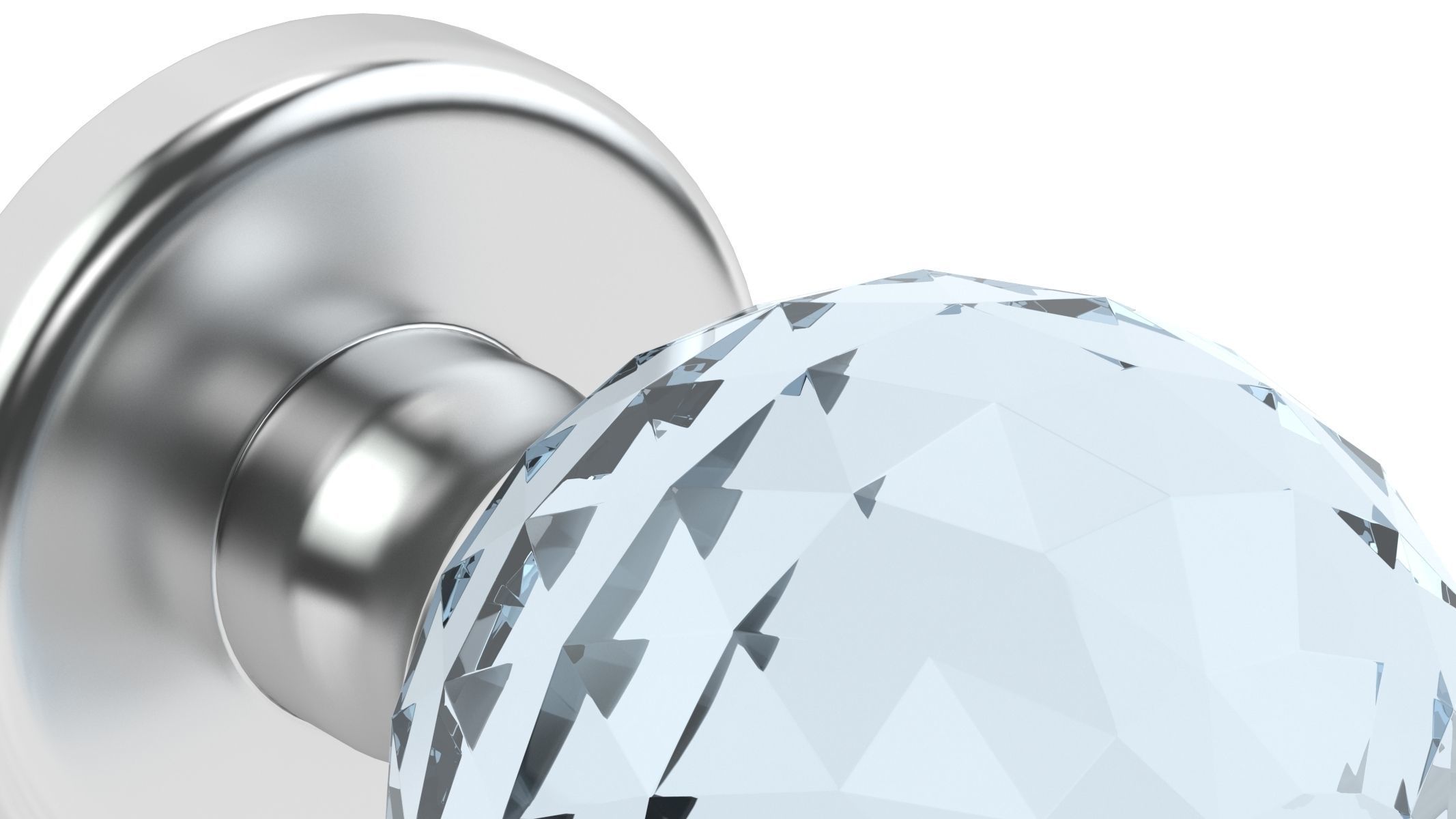 Glass Facetted Mortice Door Knob 3D model_4