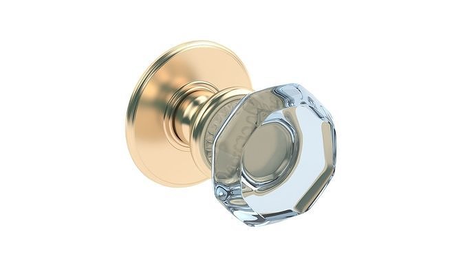 Glass Octagonal Mortice Door Knob 3D model