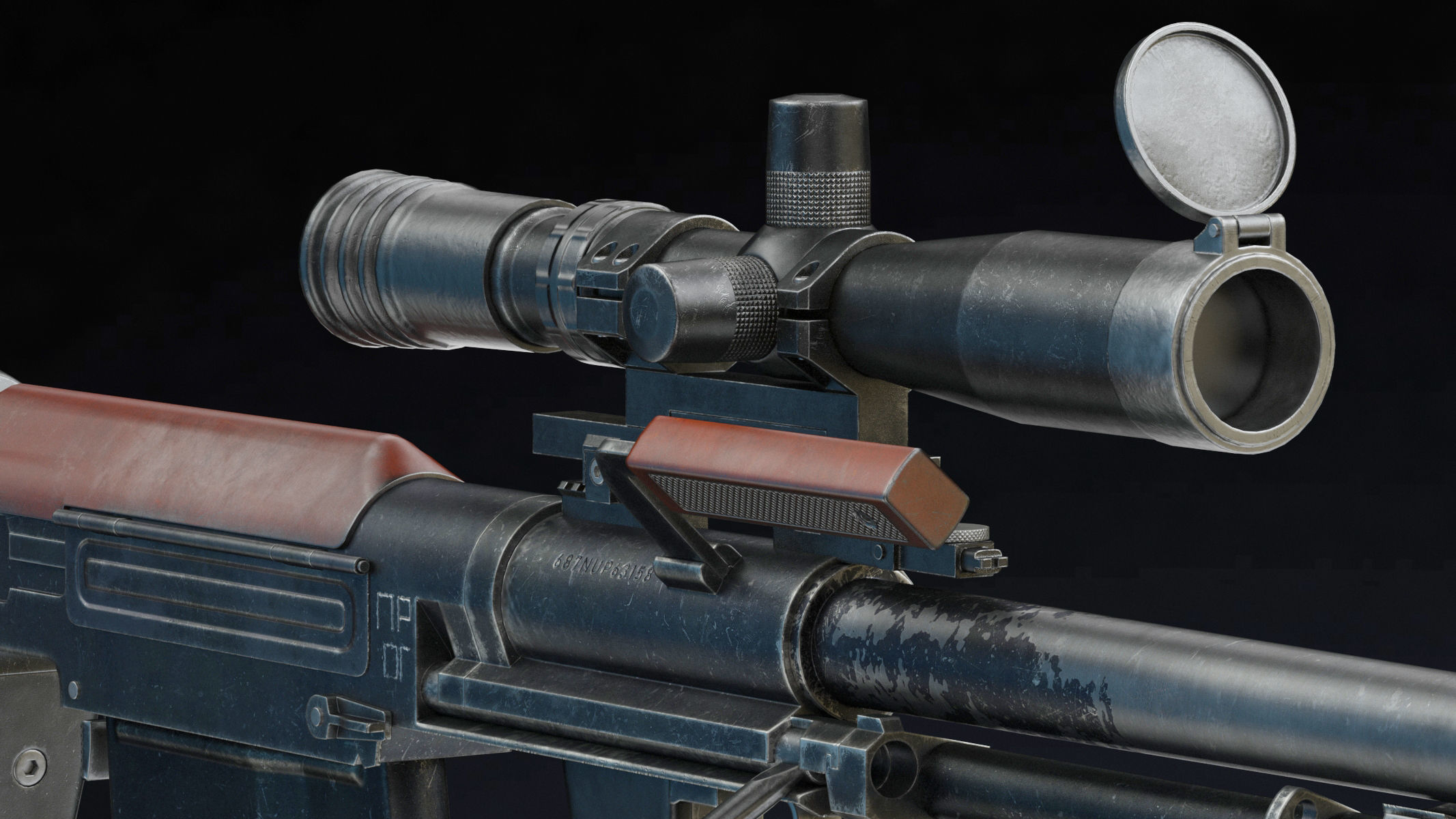 KSVK Sniper Low Poly Realistic Low-poly 3D model_9