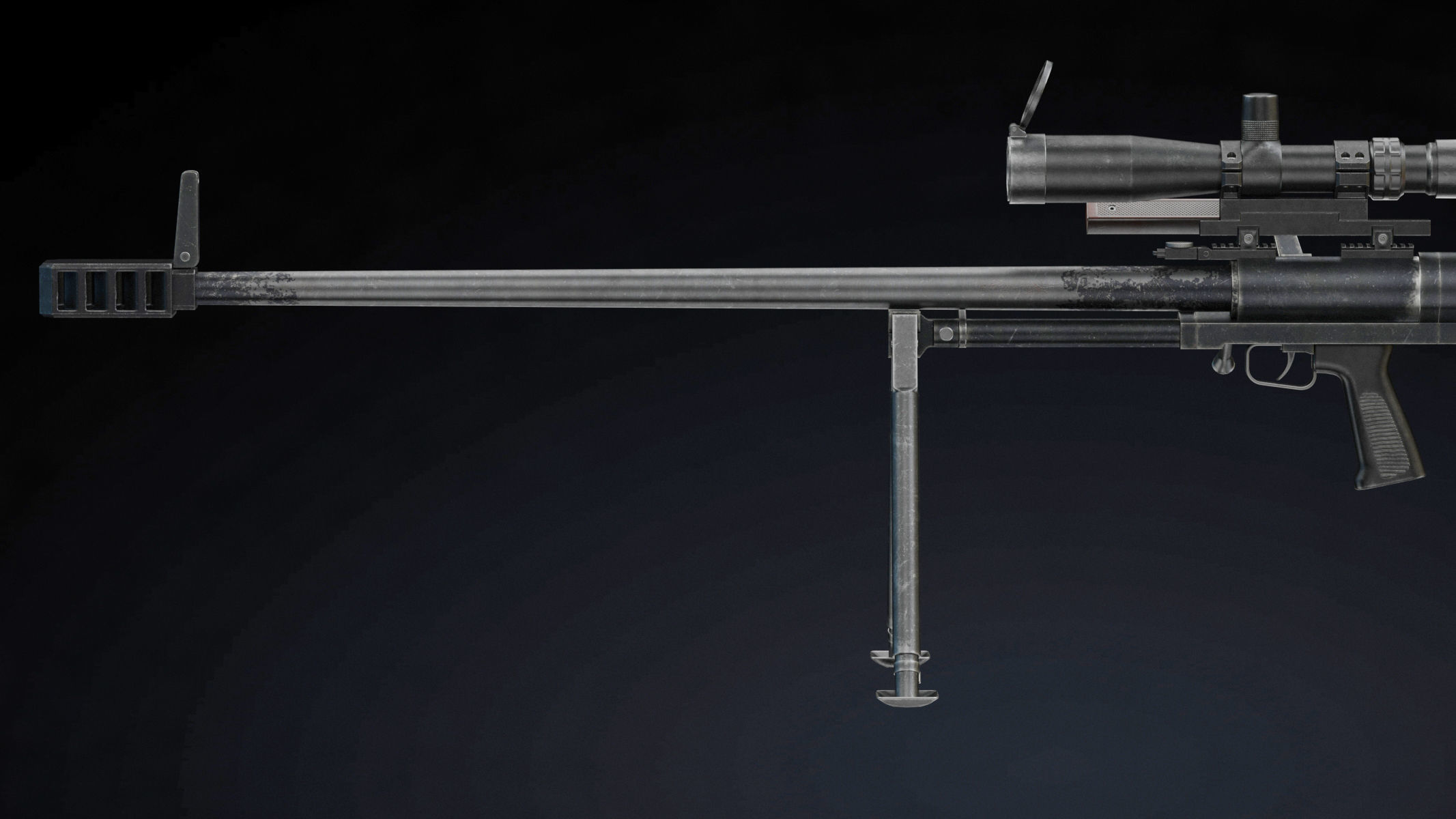 KSVK Sniper Low Poly Realistic Low-poly 3D model_7