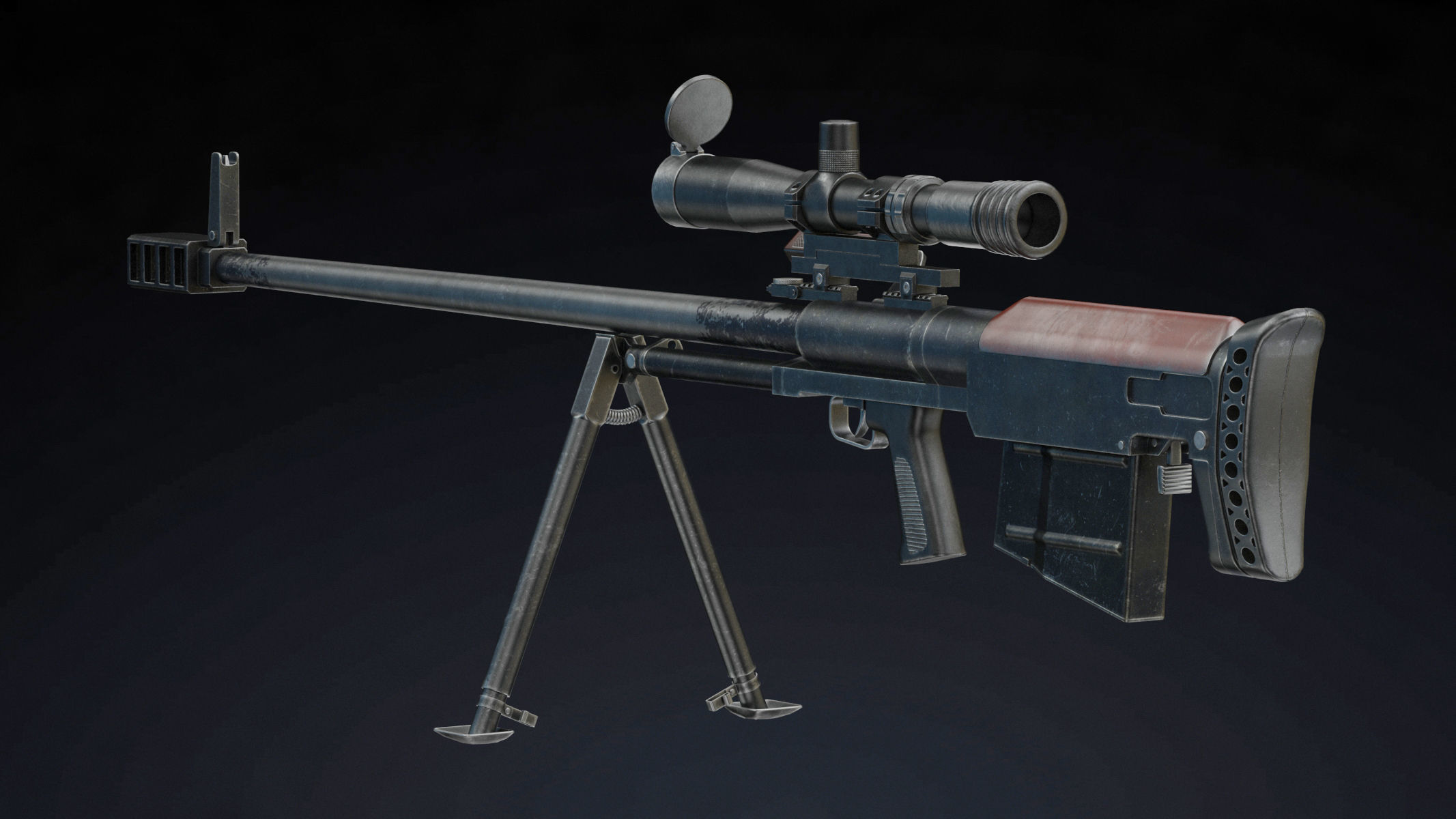 KSVK Sniper Low Poly Realistic Low-poly 3D model_1