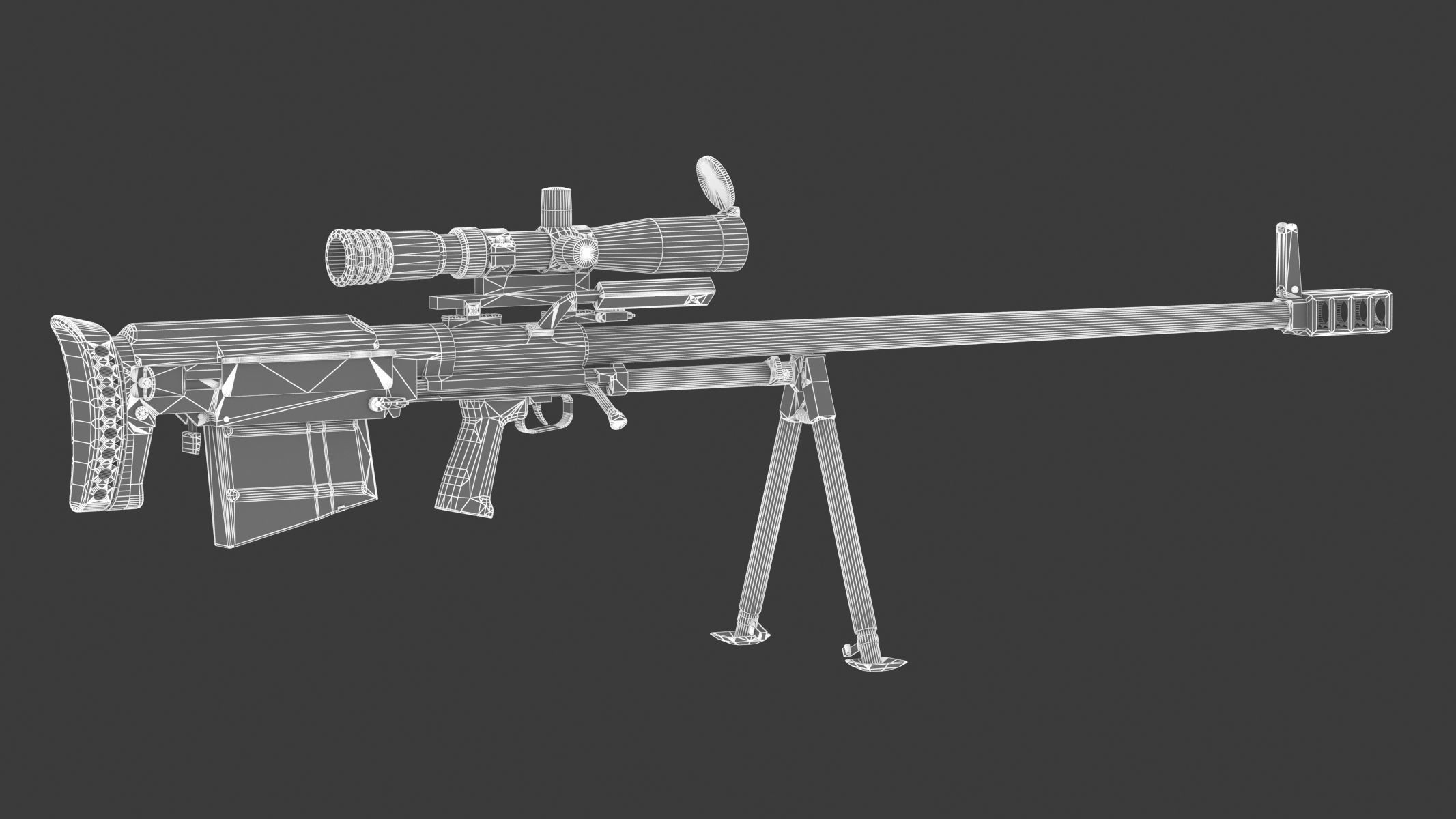 KSVK Sniper Low Poly Realistic Low-poly 3D model_15