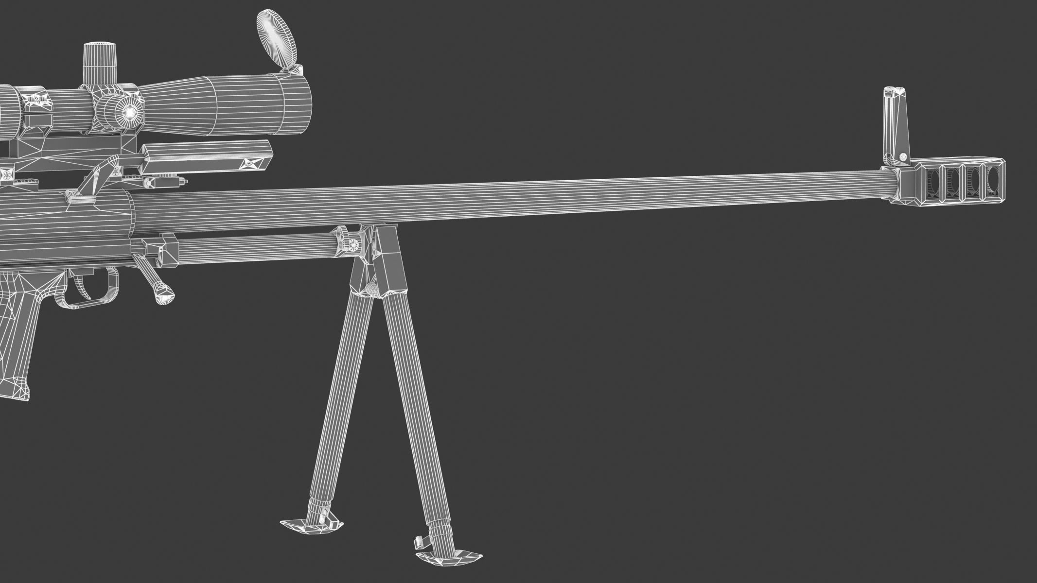 KSVK Sniper Low Poly Realistic Low-poly 3D model_20