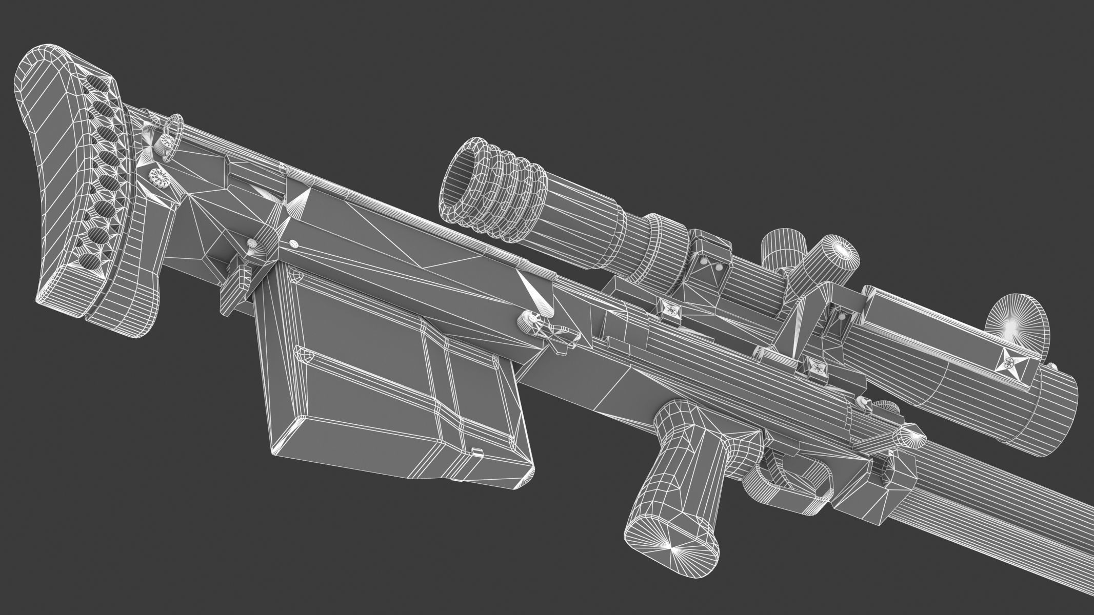 KSVK Sniper Low Poly Realistic Low-poly 3D model_26