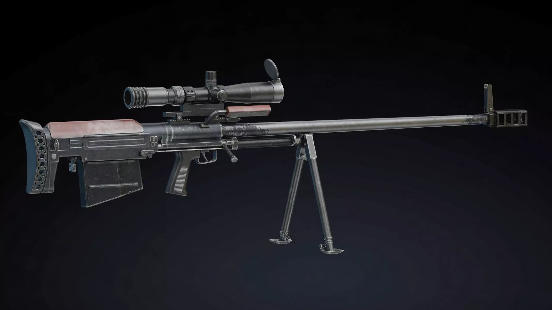 KSVK Sniper Low Poly Realistic Low-poly 3D model_0
