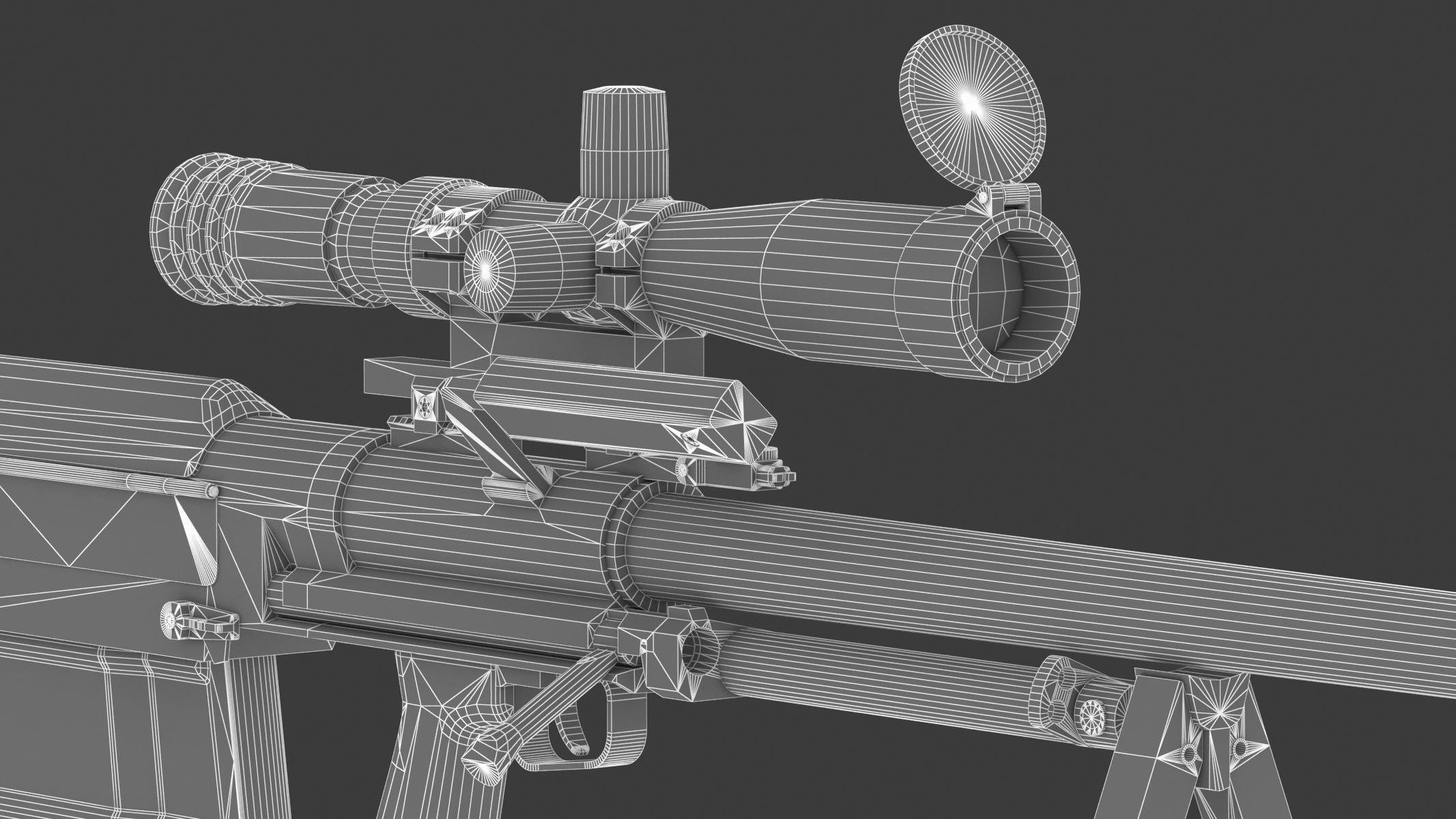 KSVK Sniper Low Poly Realistic Low-poly 3D model_24