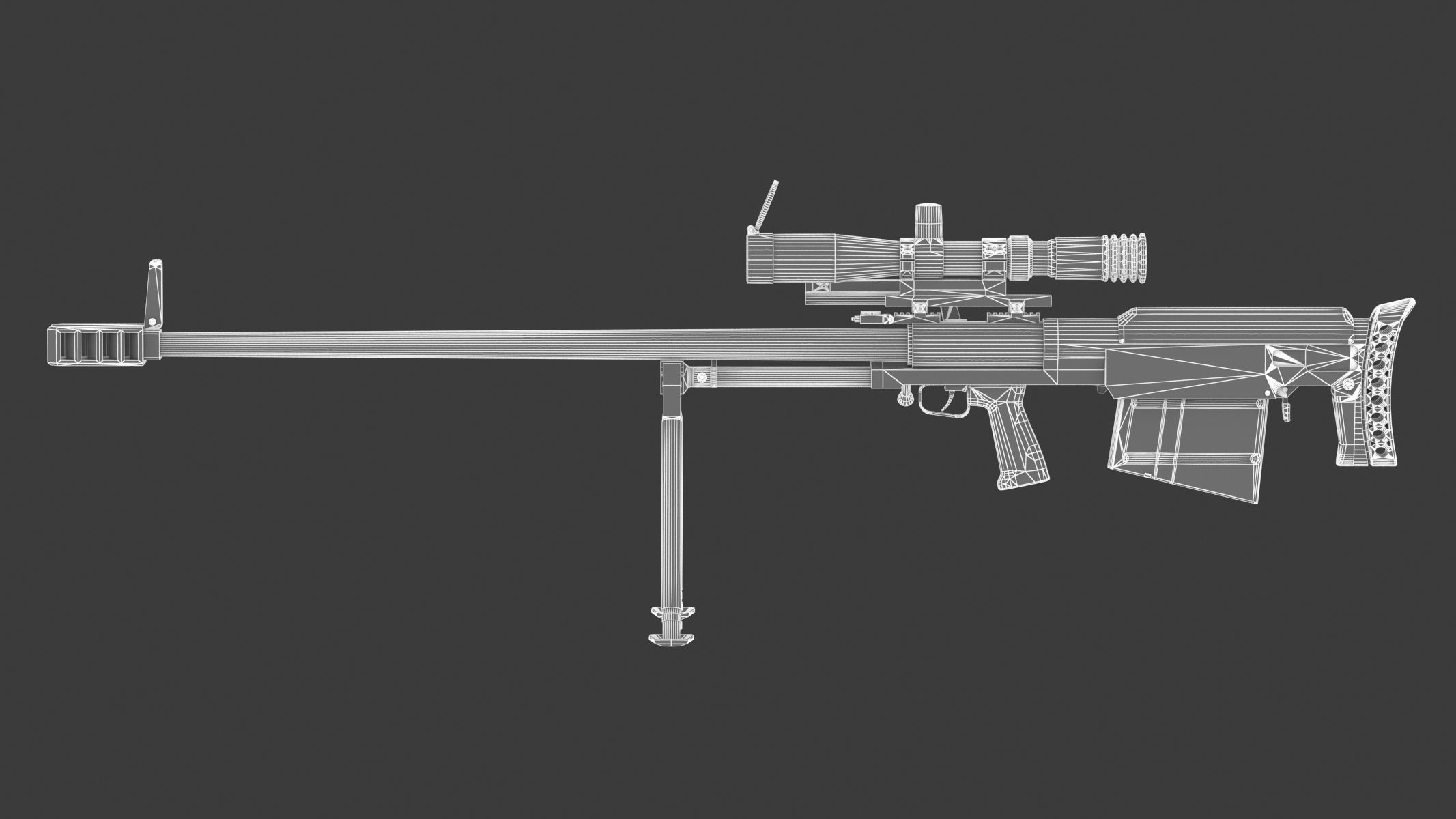 KSVK Sniper Low Poly Realistic Low-poly 3D model_17