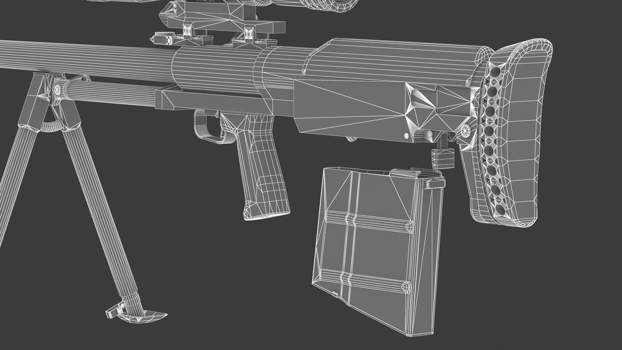 KSVK Sniper Low Poly Realistic Low-poly 3D model_29
