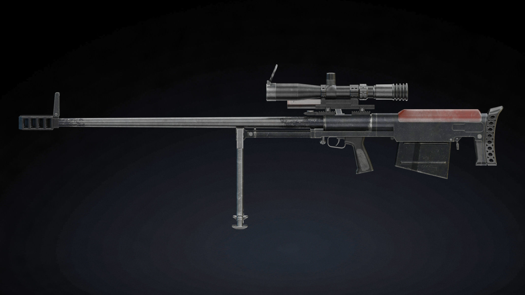 KSVK Sniper Low Poly Realistic Low-poly 3D model_2