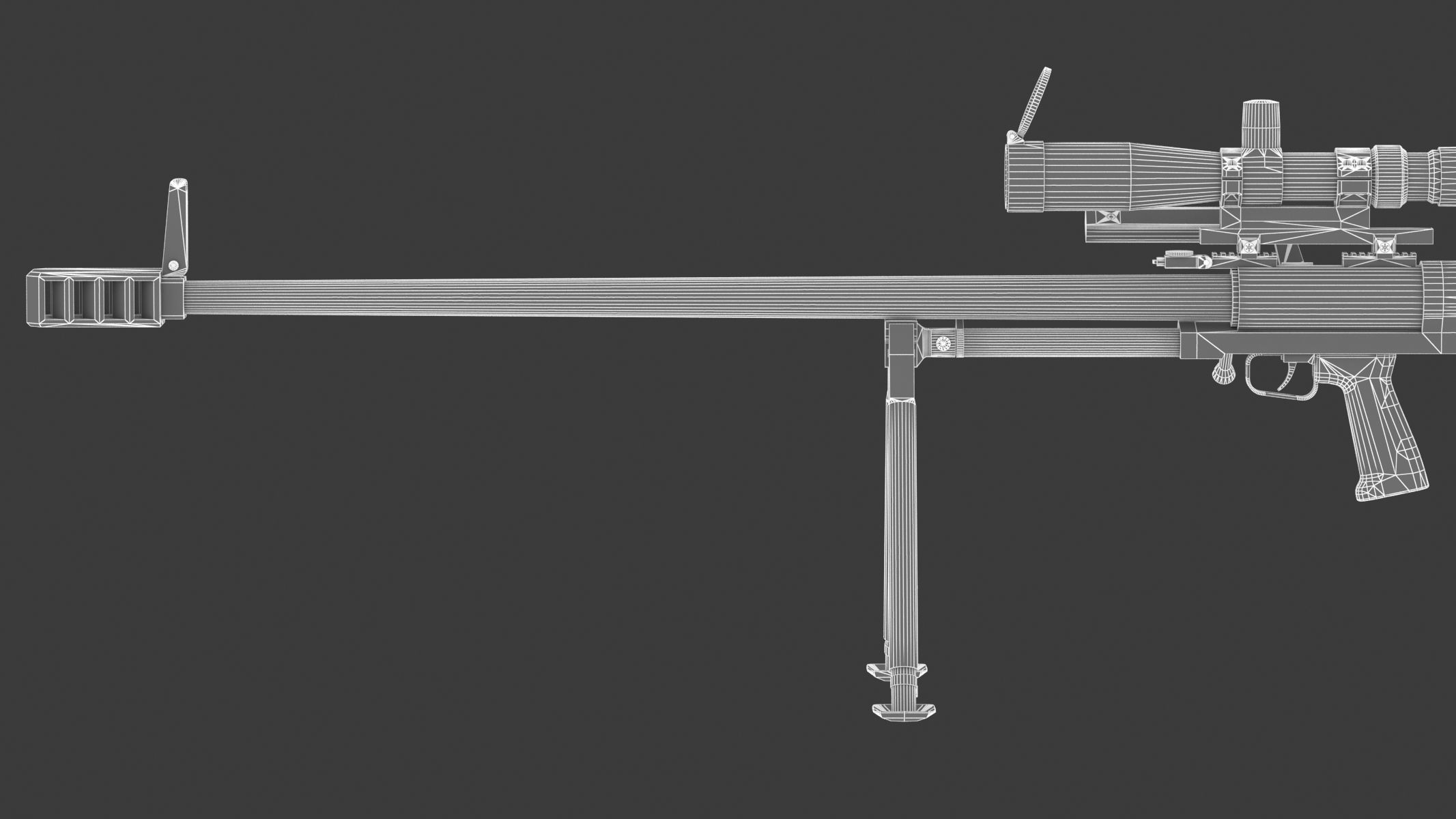 KSVK Sniper Low Poly Realistic Low-poly 3D model_22