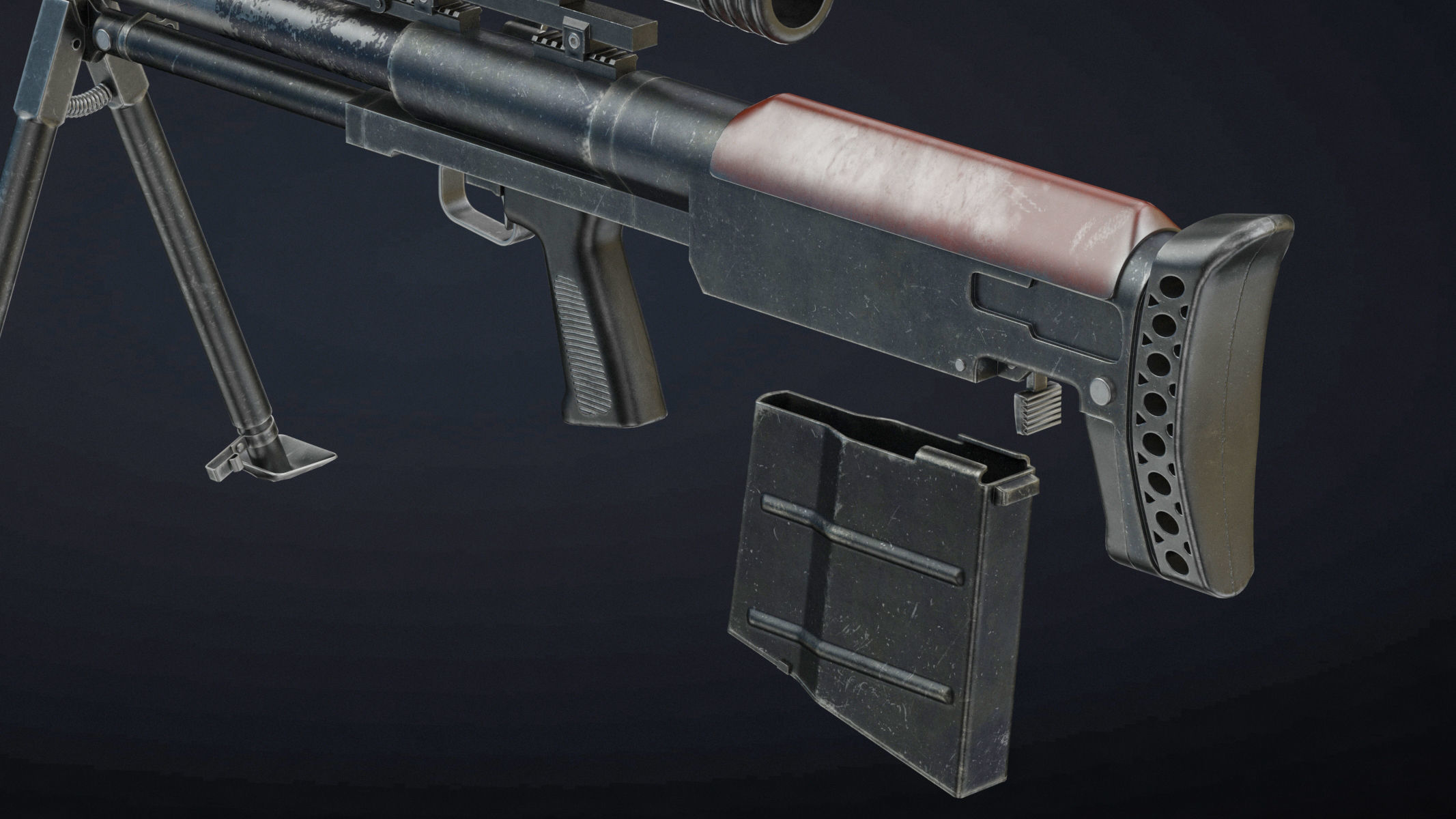 KSVK Sniper Low Poly Realistic Low-poly 3D model_14