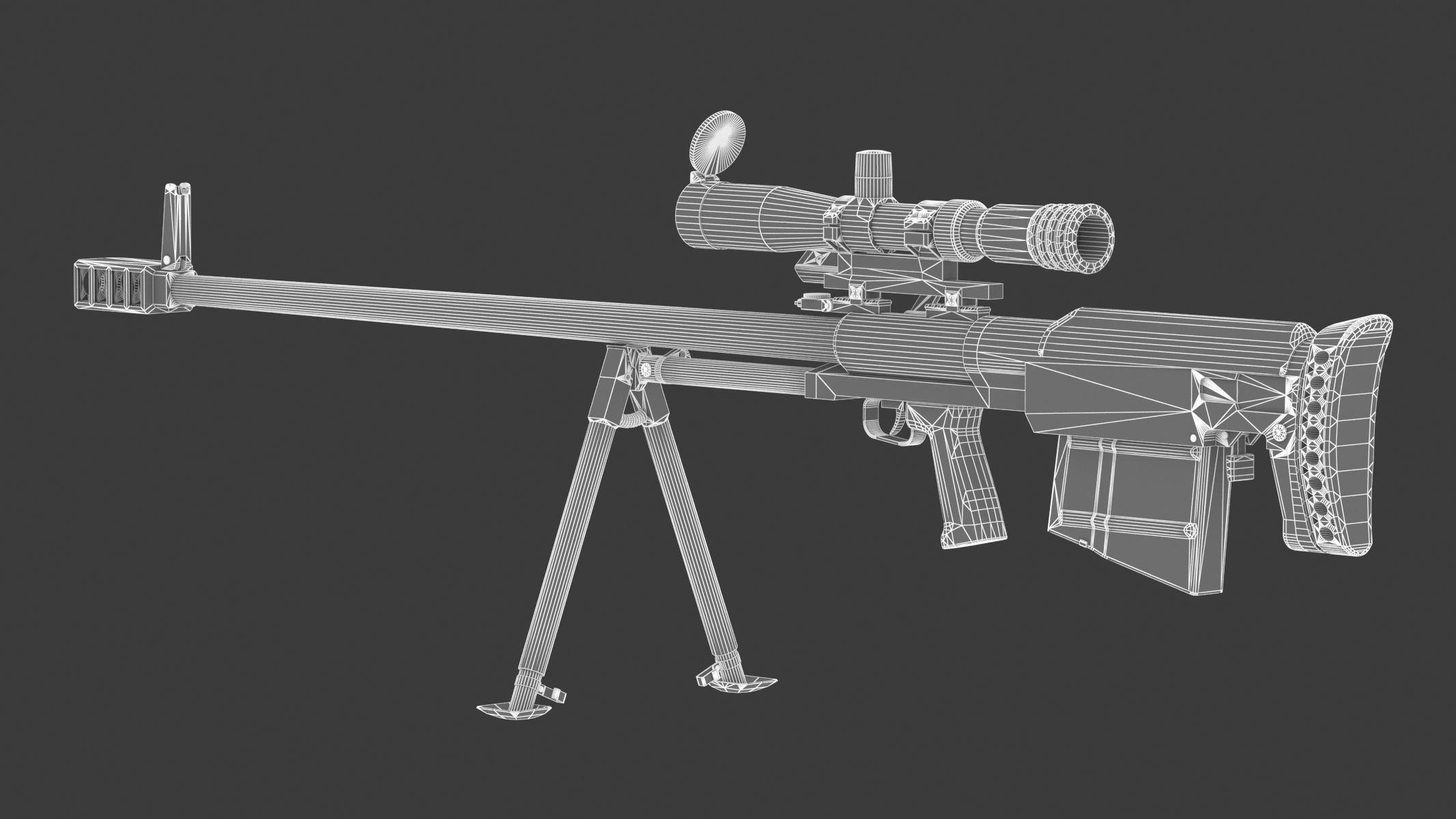 KSVK Sniper Low Poly Realistic Low-poly 3D model_16