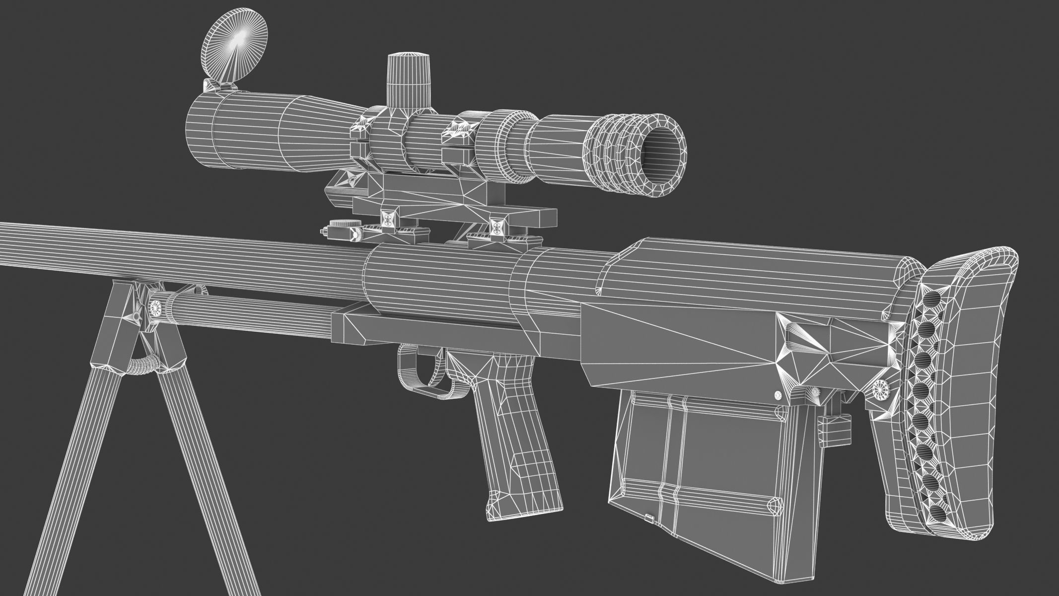 KSVK Sniper Low Poly Realistic Low-poly 3D model_21