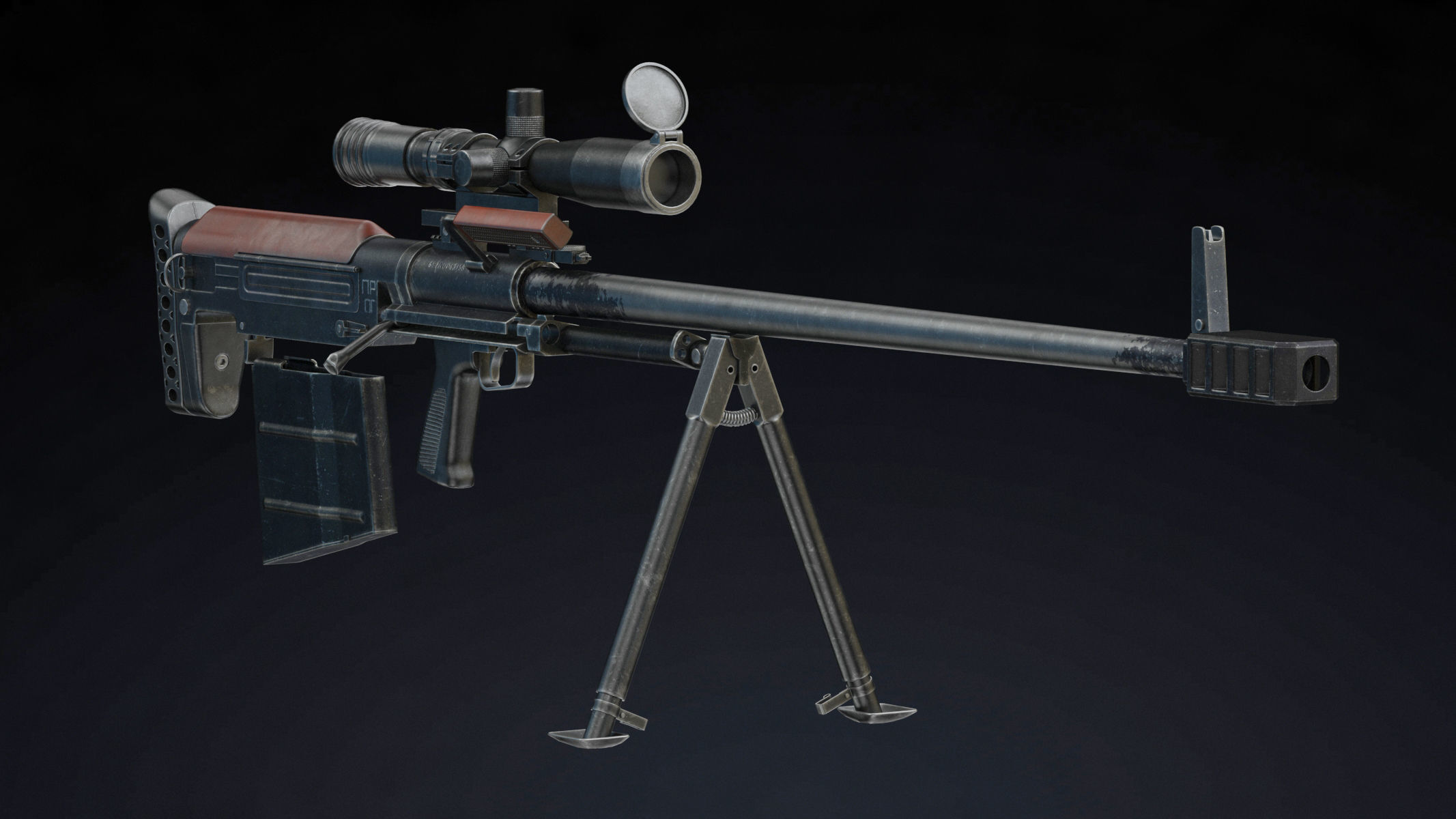 KSVK Sniper Low Poly Realistic Low-poly 3D model_4
