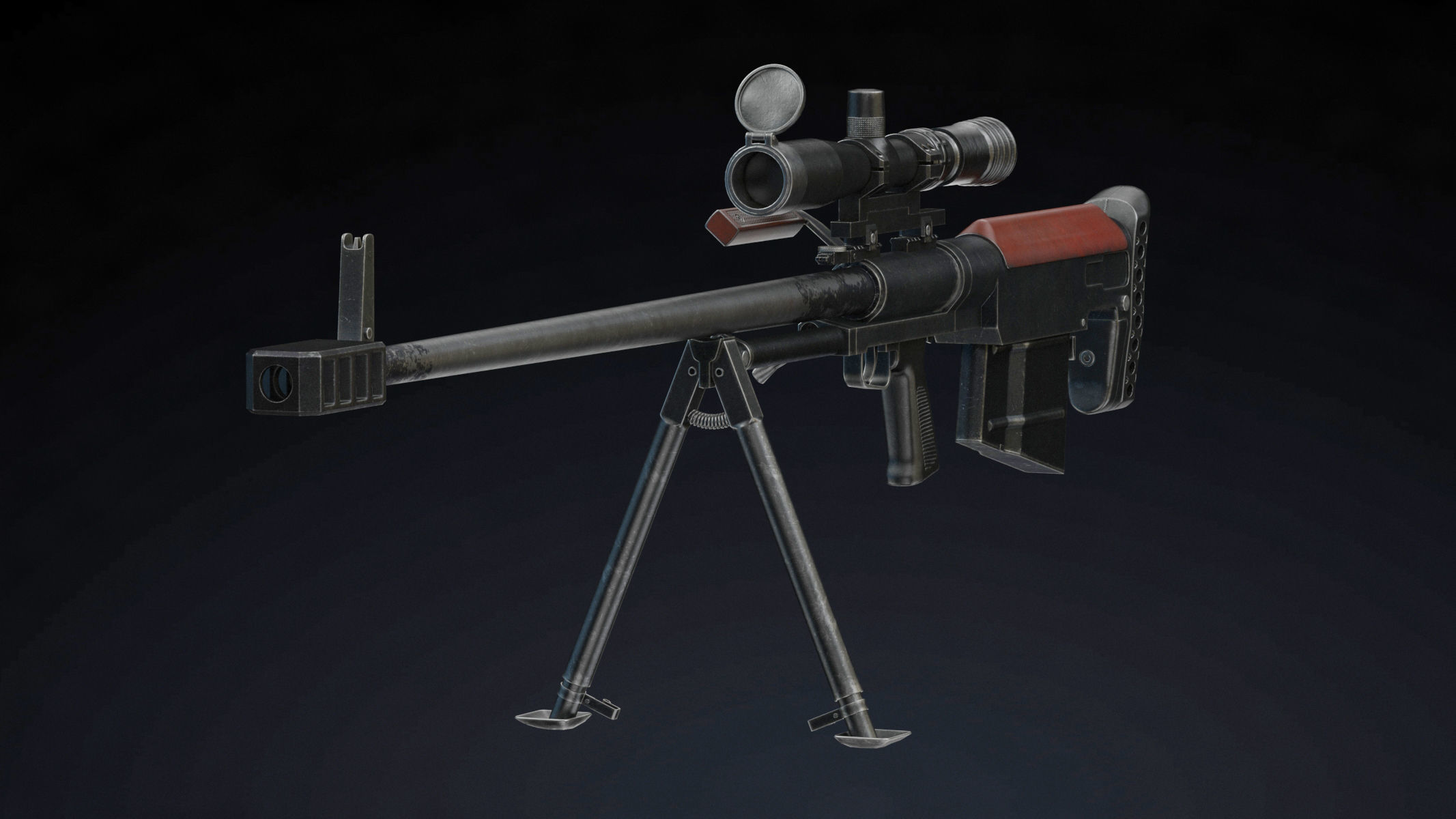 KSVK Sniper Low Poly Realistic Low-poly 3D model_3