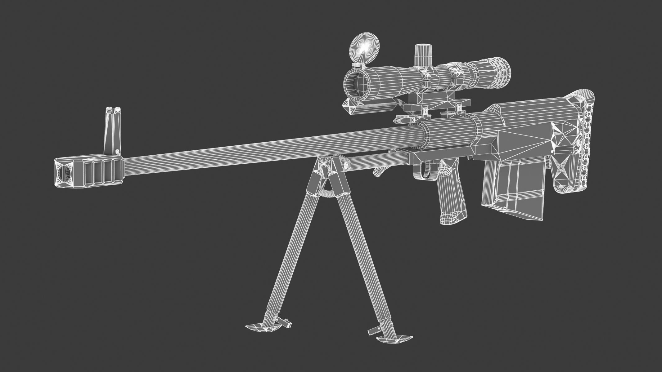 KSVK Sniper Low Poly Realistic Low-poly 3D model_18