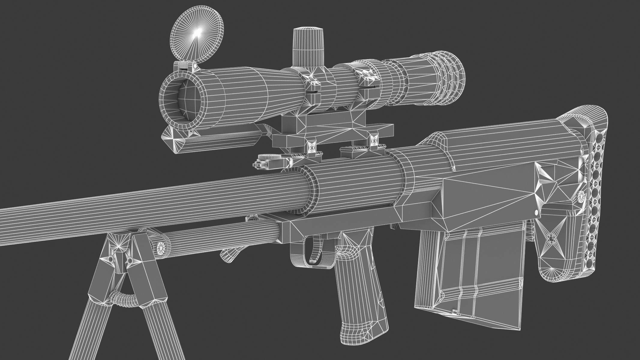 KSVK Sniper Low Poly Realistic Low-poly 3D model_23