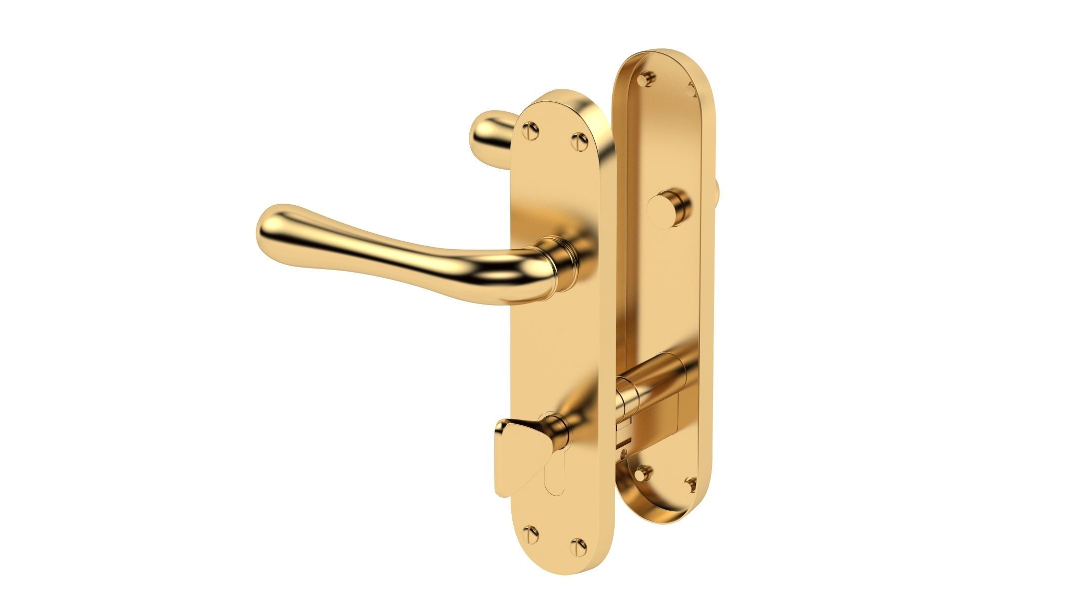 Manital Ibra Door Handle Brass 3D model_1